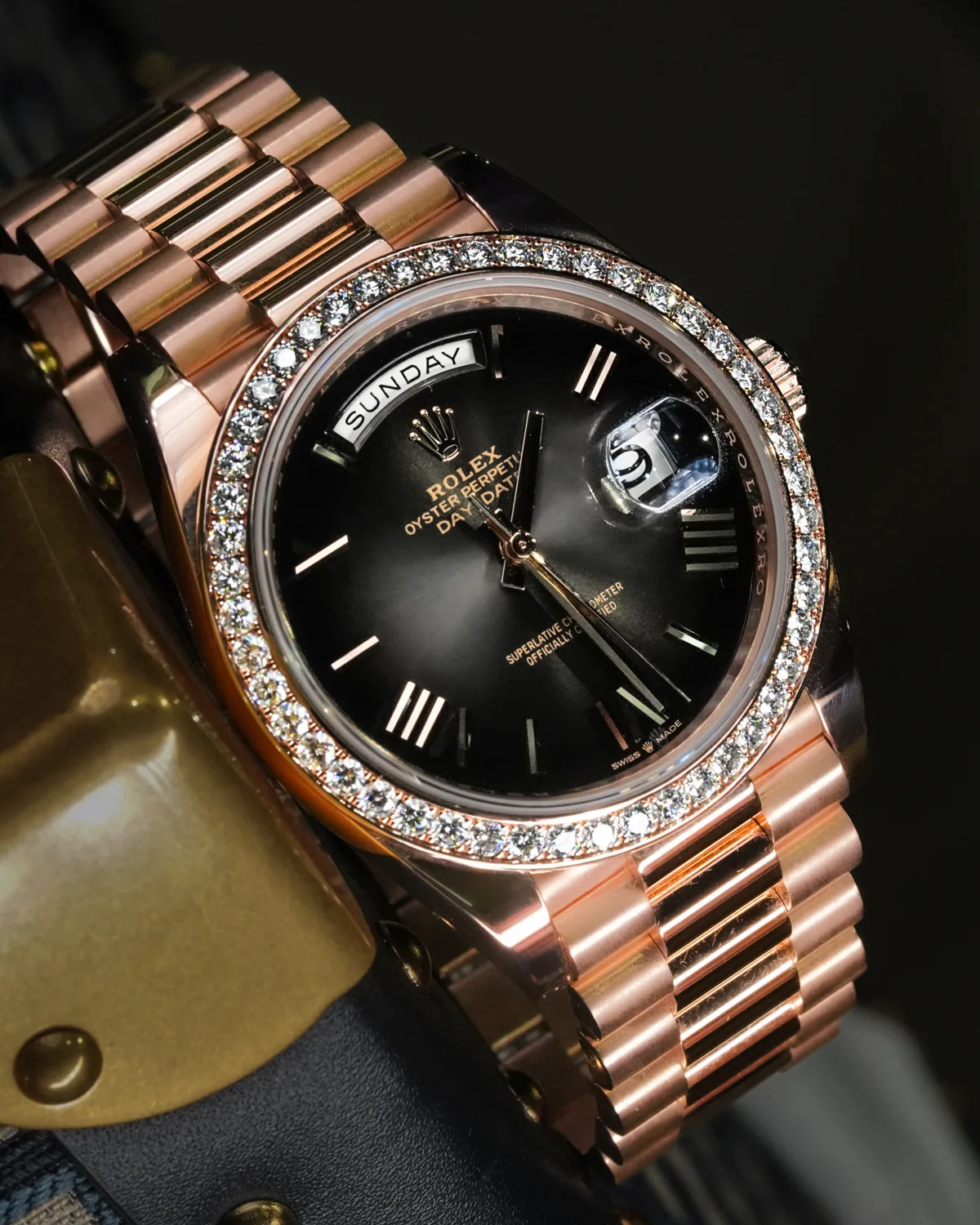 Rolex Day-Date 40 Everose Gold Black Dial