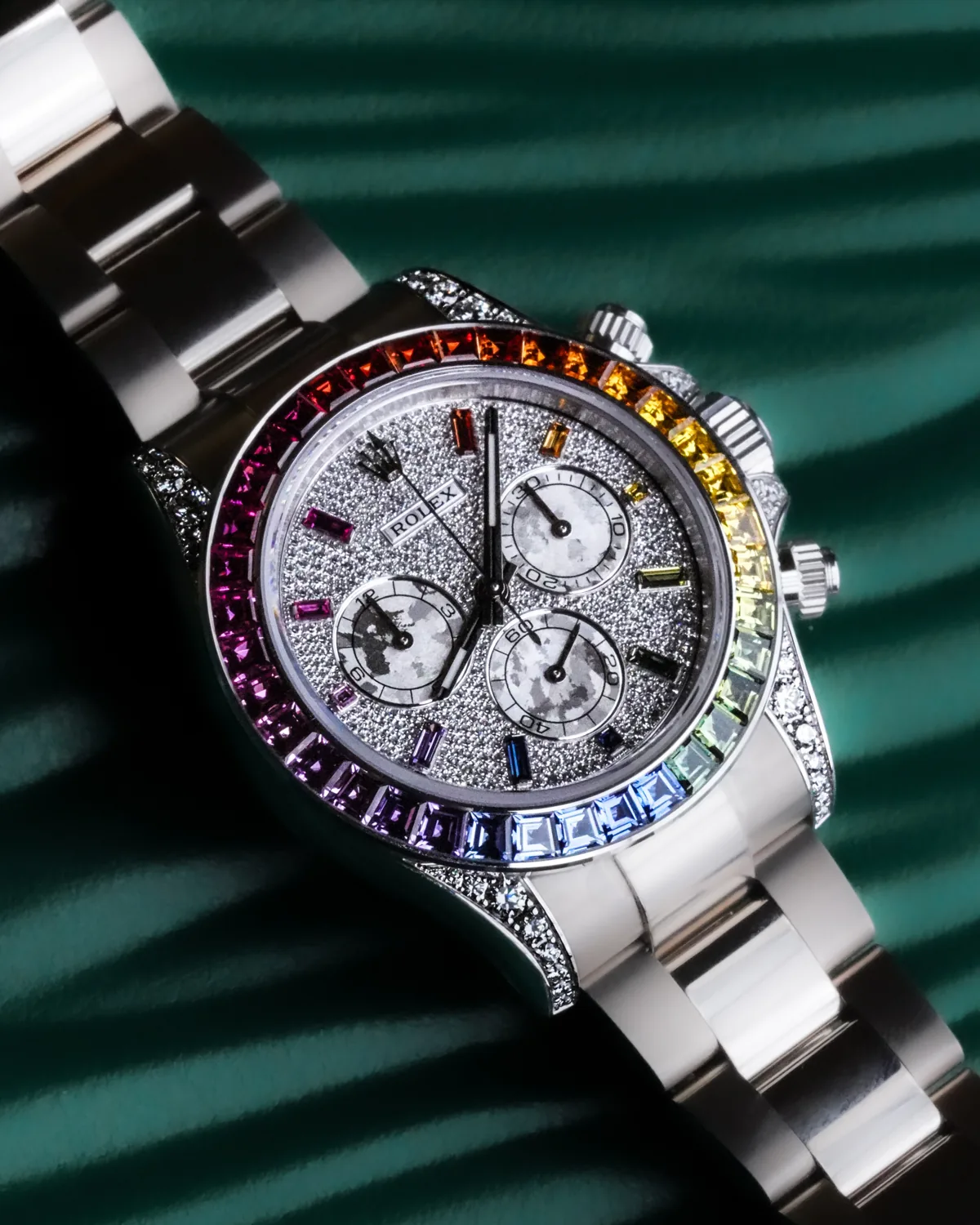 Rolex Cosmograph Daytona Rainbow White Gold Pavé Dial